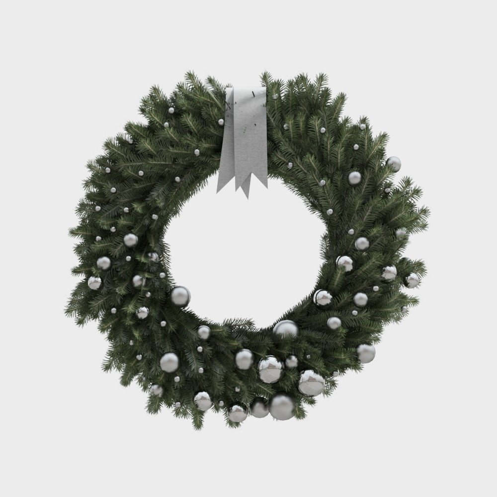 Festive Christmas Wreath 3D Model – Low-Poly Holiday Decor