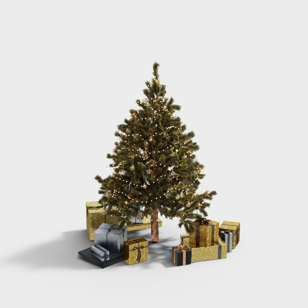 Charming Low-Poly Christmas Tree 3D Model – Festive Decor