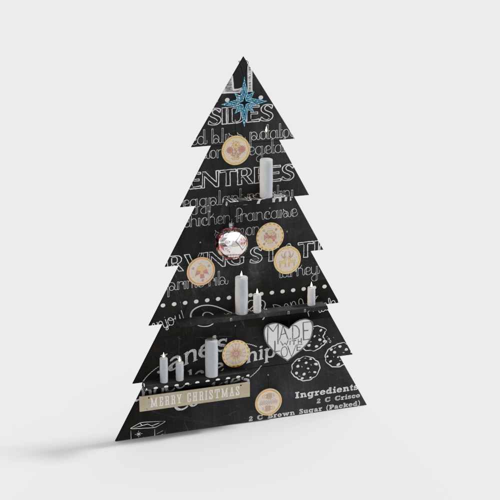 Chalkboard Style Christmas Tree 3D Model – Low-Poly Festive Design