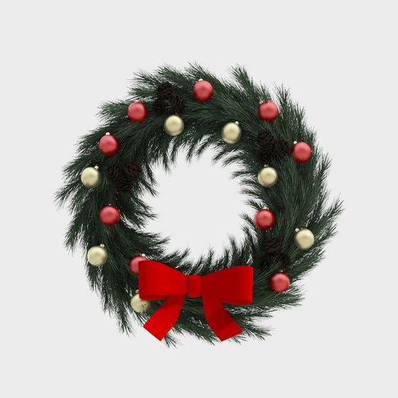 Festive Christmas Wreath 3D model