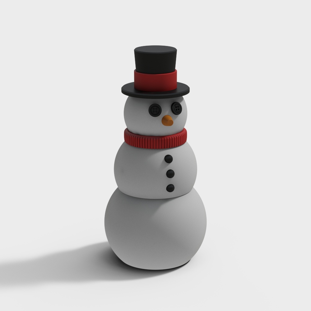 Charming Snowman 3D Model – Low-Poly Winter Decor