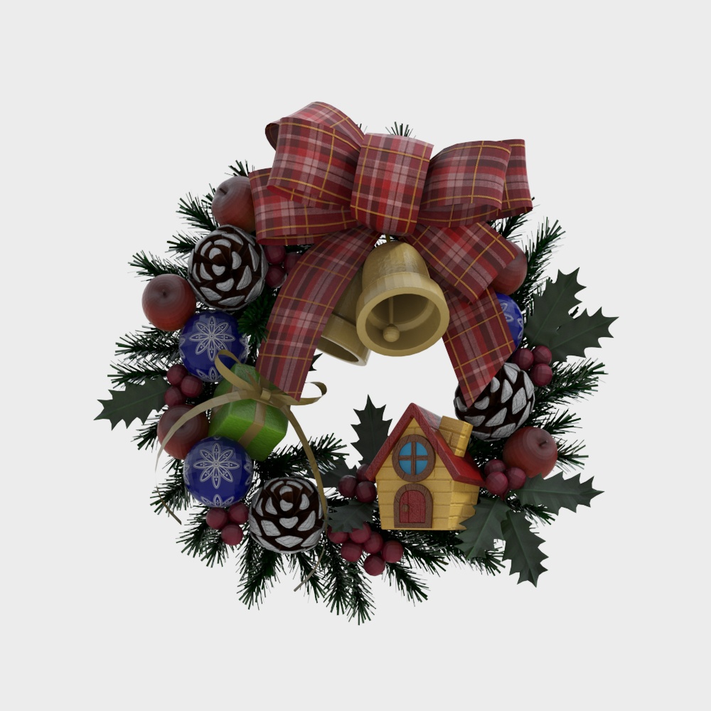 Charming Christmas Wreath 3D Model – Festive Holiday Decor