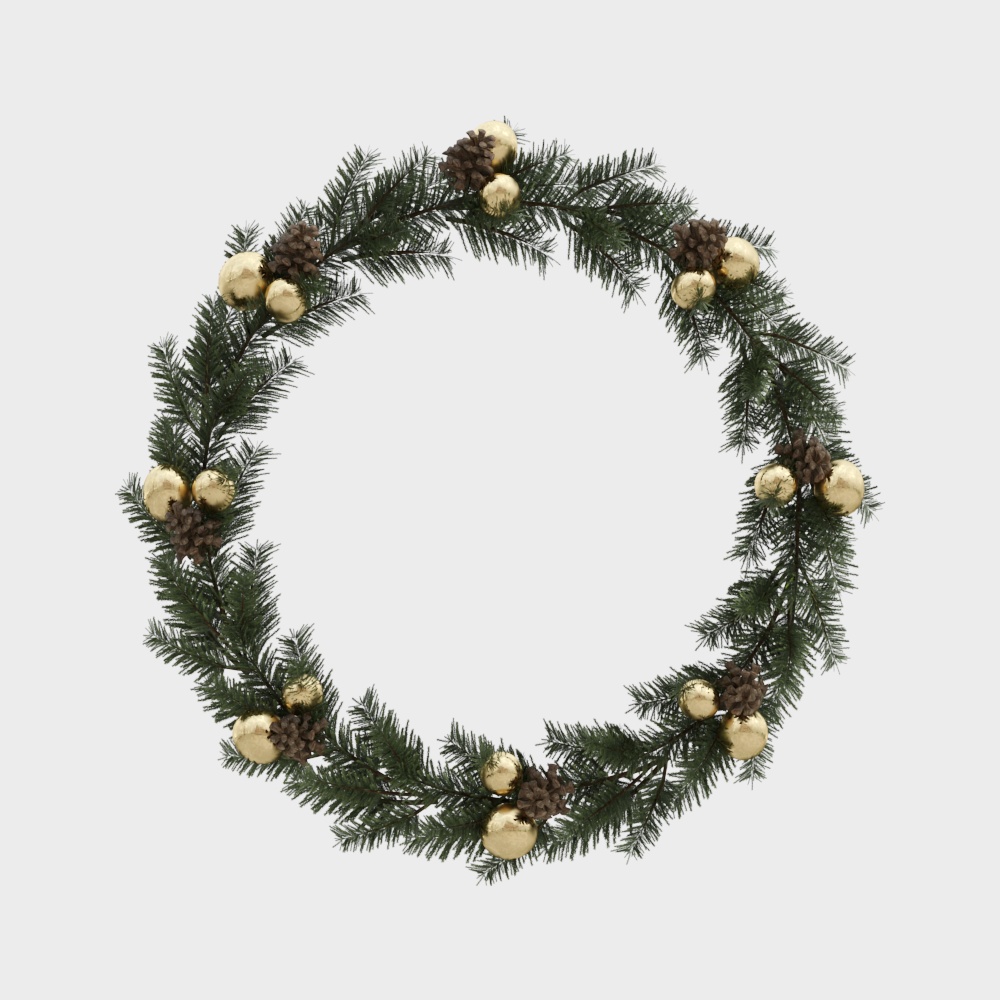 Christmas Wreath 3D Model – Festive Pine Decoration