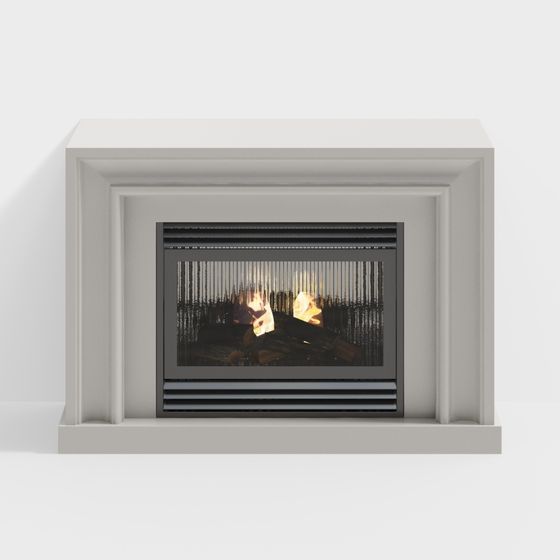 French Fireplace 3D Model in White