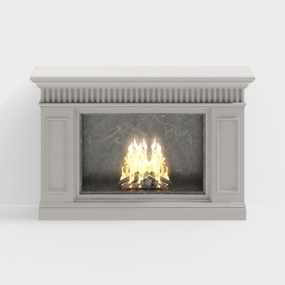 Elegant Low-Poly Fireplace 3D model for Home Designs