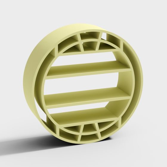 Stylish Low-Poly Round Bookshelf 3D model