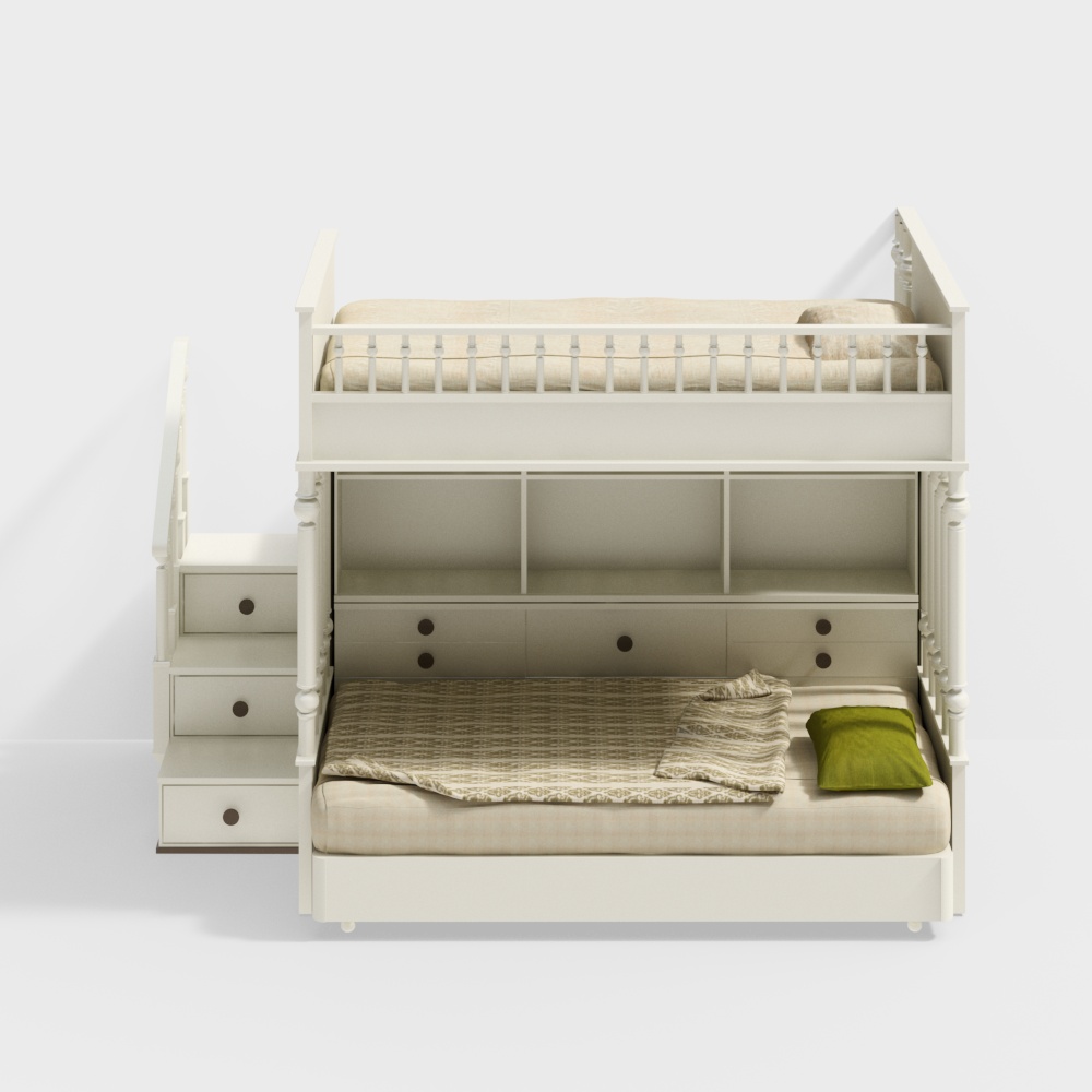 Cozy Bunk Bed 3D model