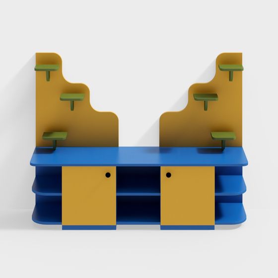 Low Poly Storage Roon Vibrant Low-Poly Storage Cabinet 3D model