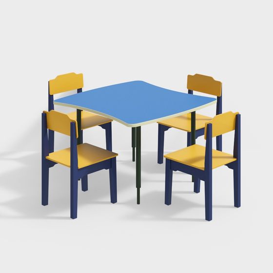 Colorful Kids Table Set 3D model for Creative Spaces