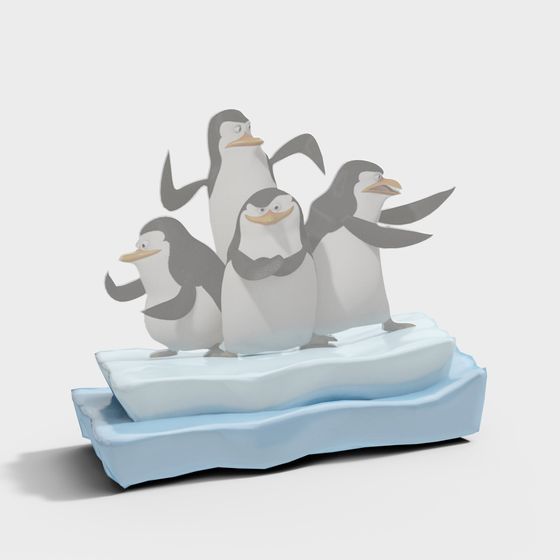 Playful Ice Penguins 3D model