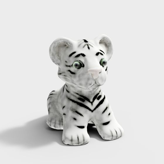 Adorable Low-Poly White Tiger 3D model