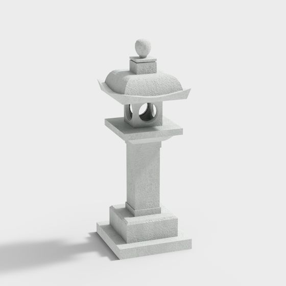 Minimalist Stone Lantern 3D model