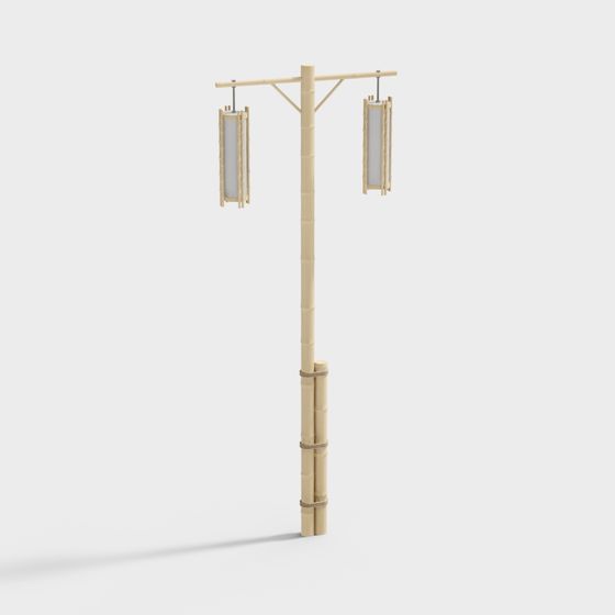 Bamboo Lantern Pole 3D model for Tranquil Spaces