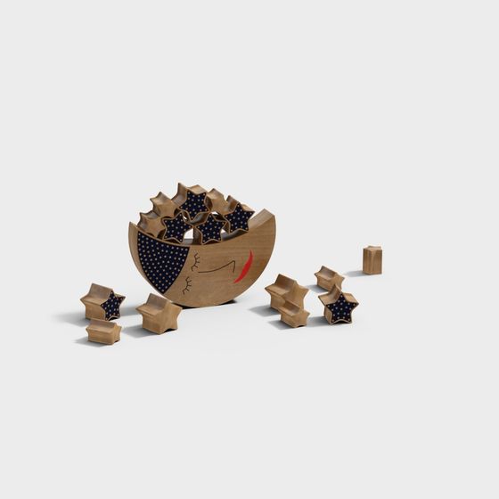 Wooden Puzzle Smile 3D model for Kids' Decor