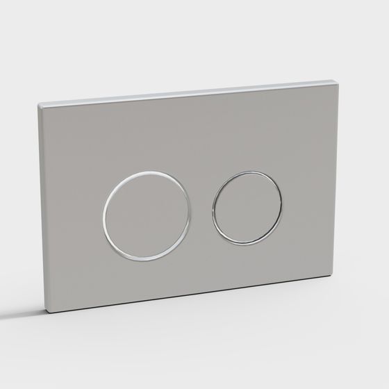 Minimalist Gray 3D Model with Round Buttons