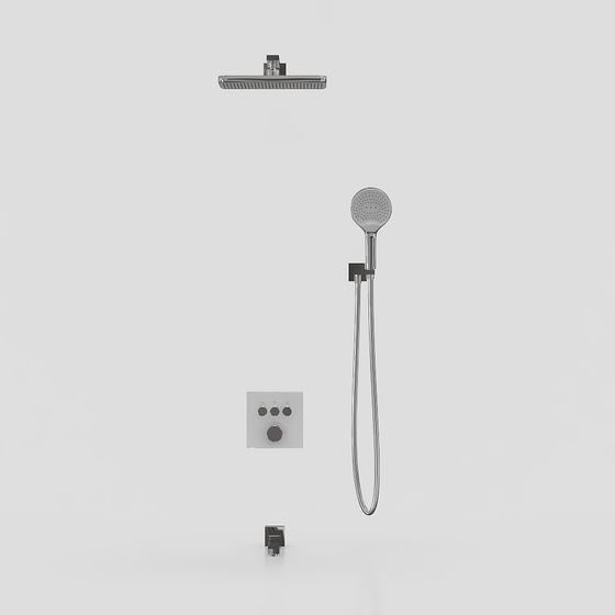 Sleek Shower System 3D model for Modern Interiors
