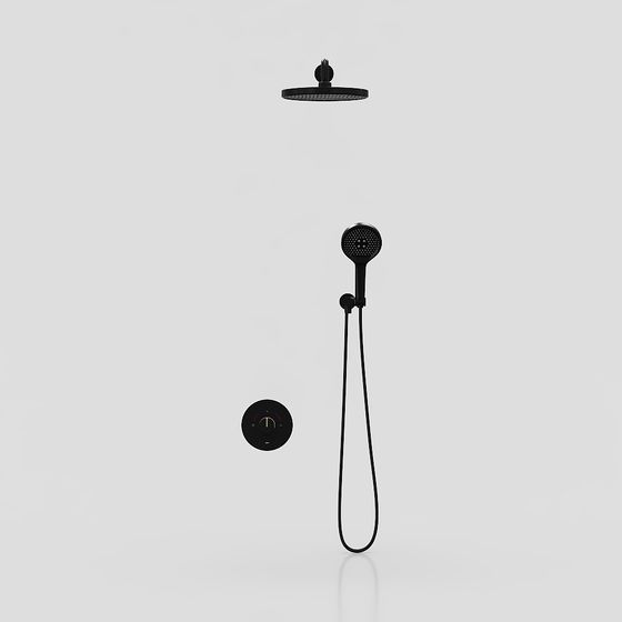 Sleek Black Shower System 3D model