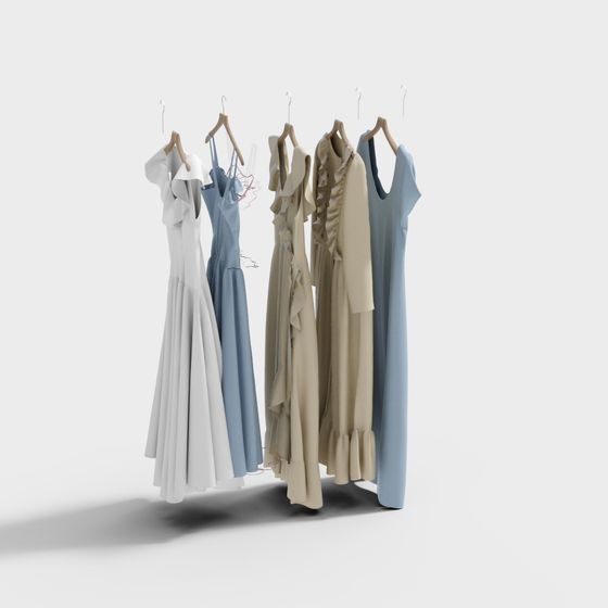 Stylish 3D Dress Collection Model for Creative Projects