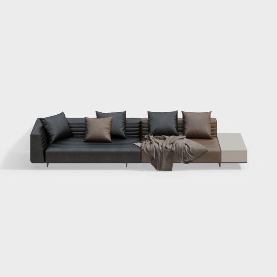 Elegant Low-Polygon Sofa 3D model for Modern Spaces