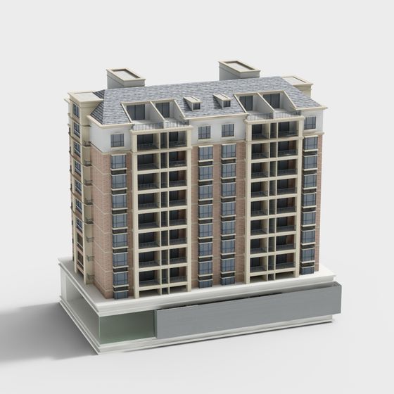 Vibrant High-rise Residential Building 3D model
