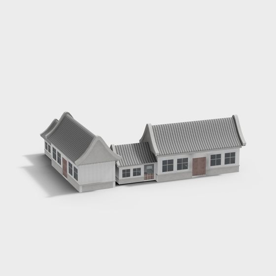 Oriental Ancient House Low Poly 3D Model