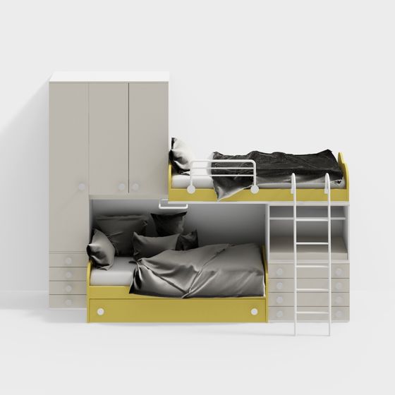 Elegant Bunk Bed 3D model for Contemporary Spaces