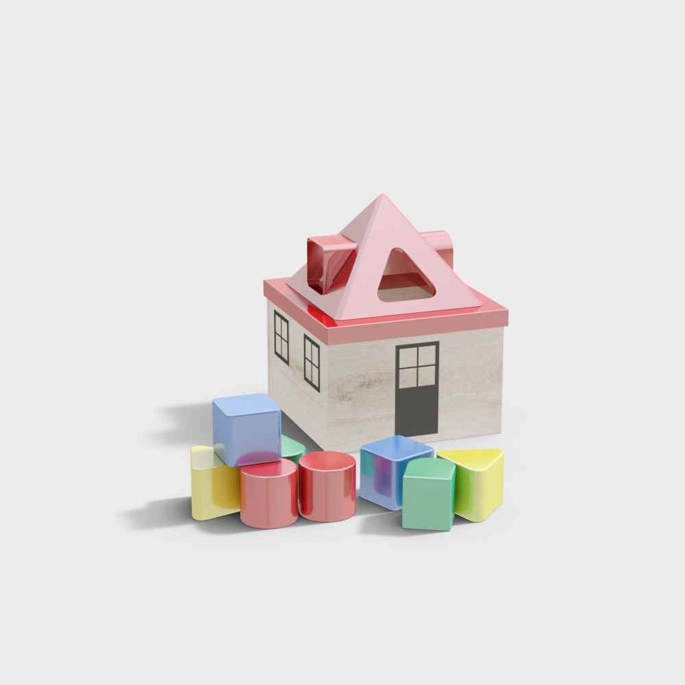Charming Block House 3D model
