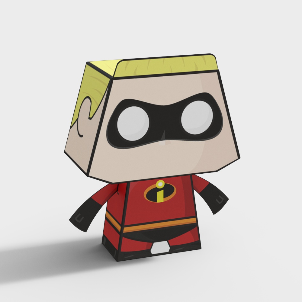 Cube Man 3D Model - Playful Superhero Design