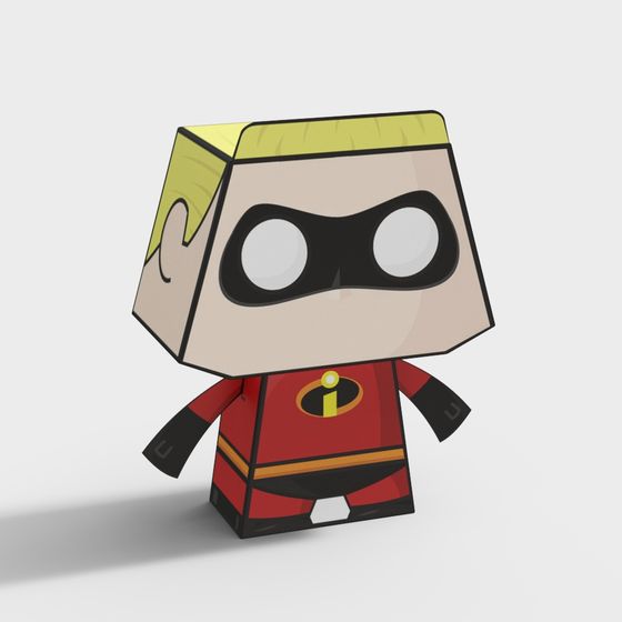 Cube Man 3D Model - Playful Superhero Design