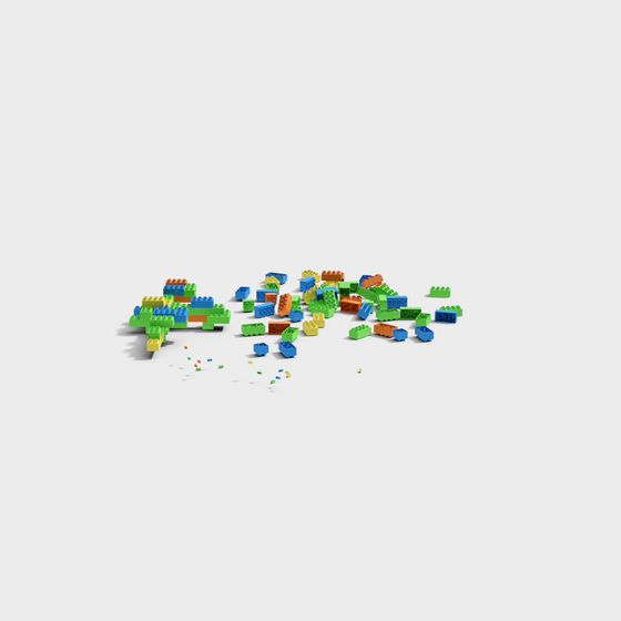 Colorful Low-Poly Building Blocks – Vibrant 3D Model