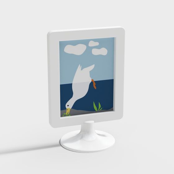 Elegant Seagull and Seascape 3D model