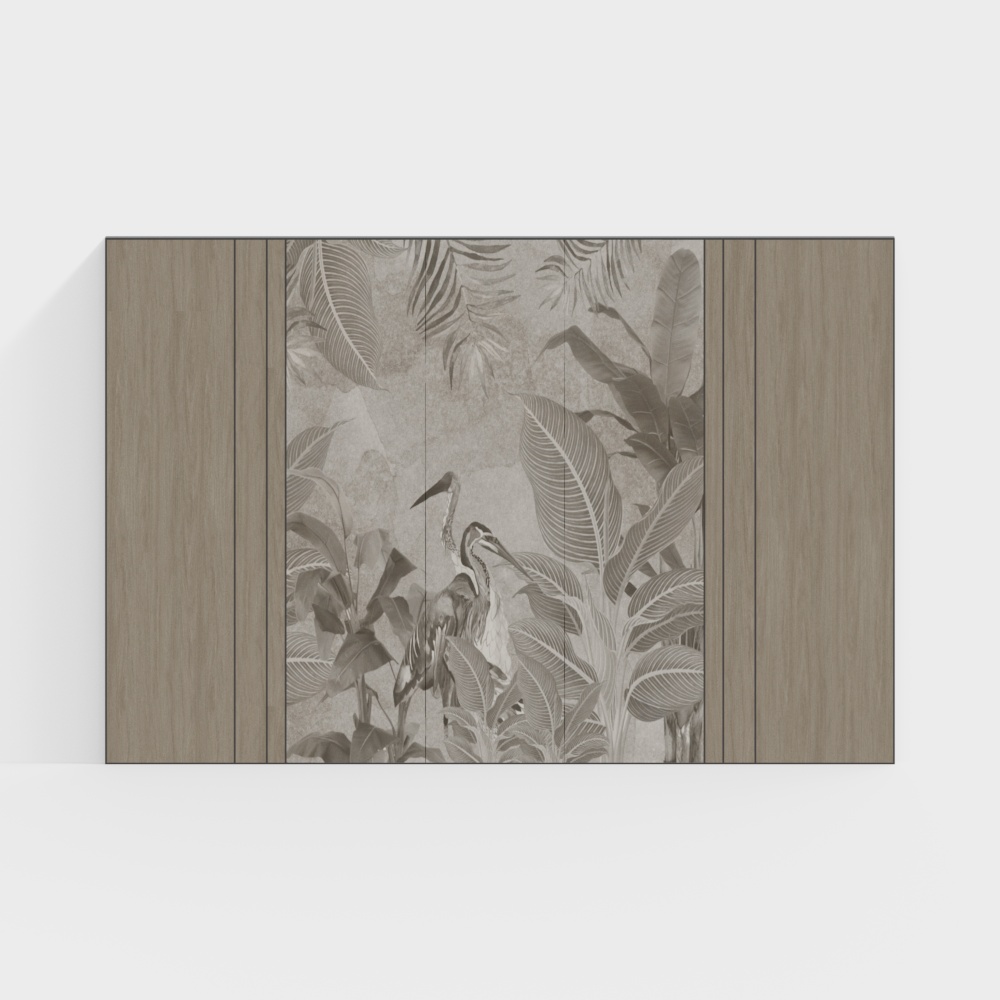 Modern times modern simple wood grain painting art sofa background wall panel