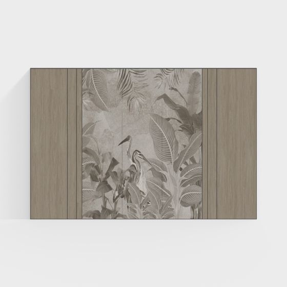 Modern Wood Grain Art Background Wall Panel 3D Model