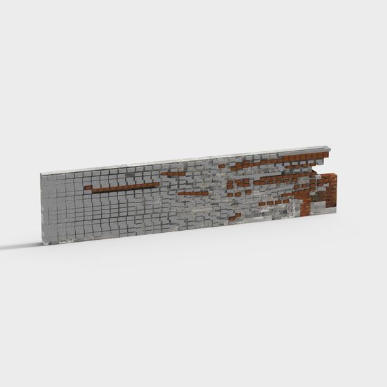 Weathered Brick Wall 3D model with Low Poly Design