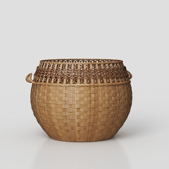 Rustic Wicker Basket 3D model