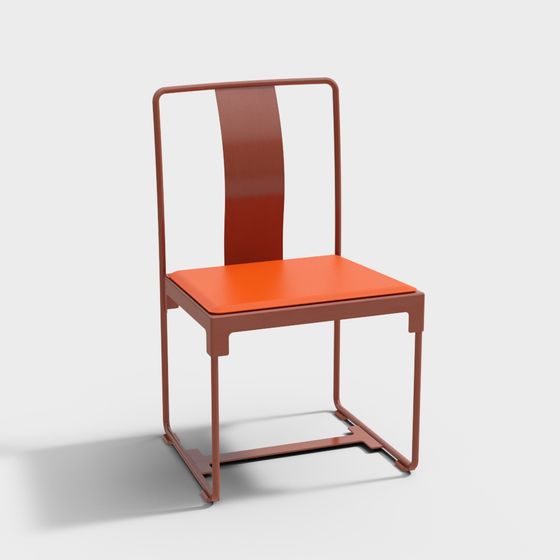 Vibrant Coral Metal Chair 3D model for Modern Interiors