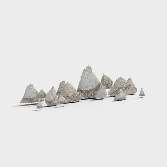 Realistic Low Poly Mountain Peaks 3D Model