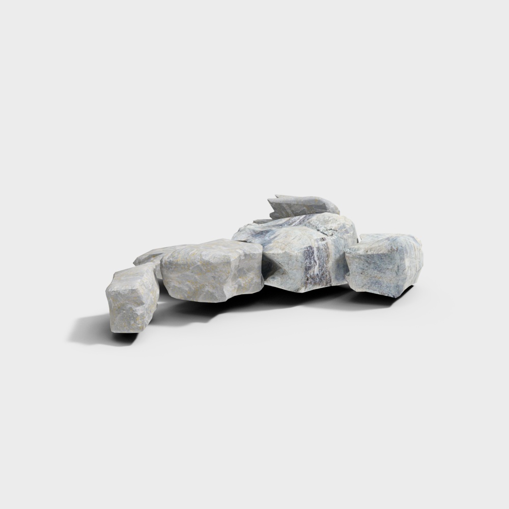 Low Poly Rock Pile 3D Model