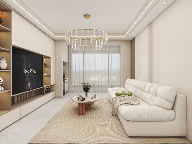 Modern Living Room with Integrated Laundry