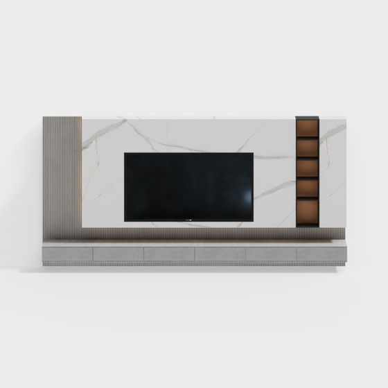 Stylish Marble Textured TV Stand 3D model