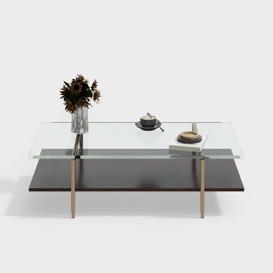 Elegant Glass Coffee Table 3D model for Modern Spaces