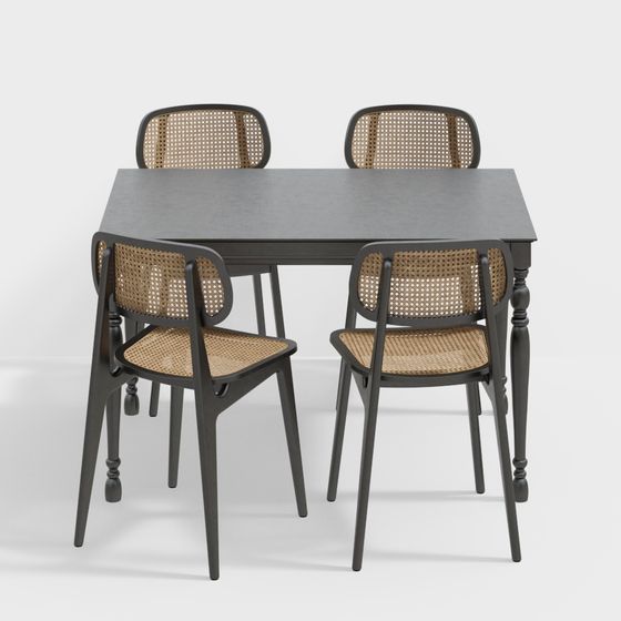 Rattan Dining Set 3D model