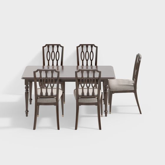 Elegant Dining Table and Chairs 3D model