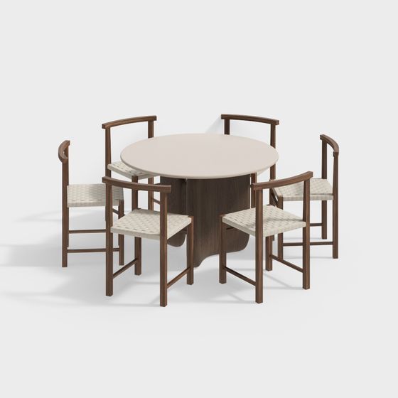 Stylish Dining Table and Chair Set 3D model for Cozy Spaces