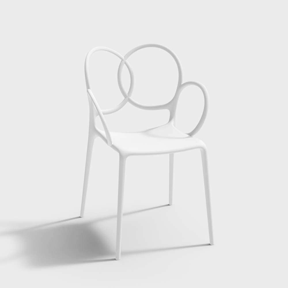 Geometric Minimalist Chair 3D Model – White Minimalist Design