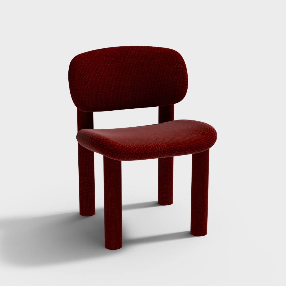 Vibrant Low-Polygon Red Chair – Nordic Minimalist Model