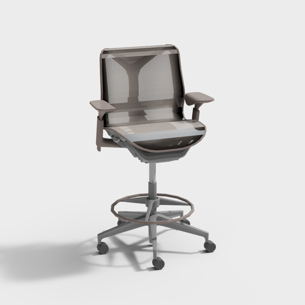 Cosm Stool Low Back Height Adjustable Arms