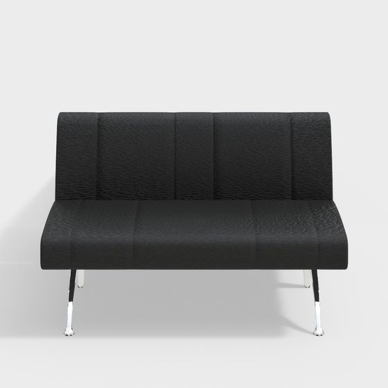 Contemporary Black Leather Sofa 3D model