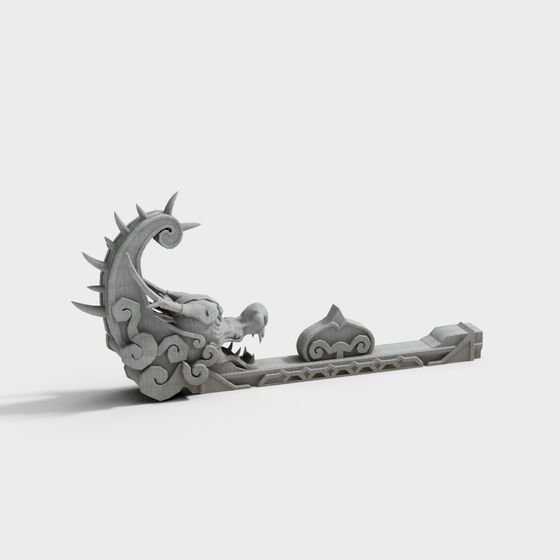 Eastern Dragon Boat Low-Poly 3D Model
