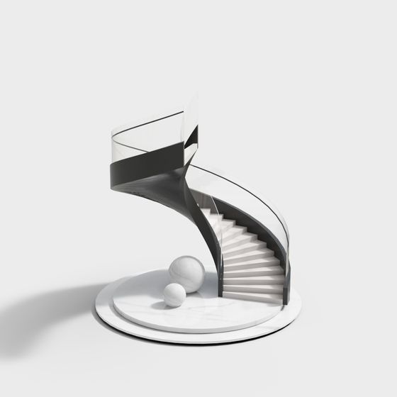 Elegant Spiral Staircase 3D model for Contemporary Spaces